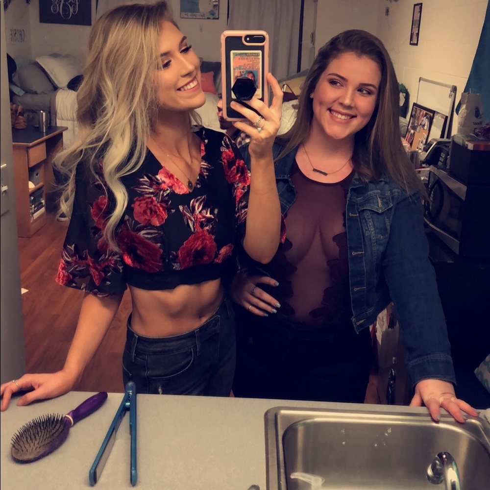 Floral and black crop top